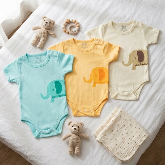 Pack of 3 Short-Sleeve Baby Romper