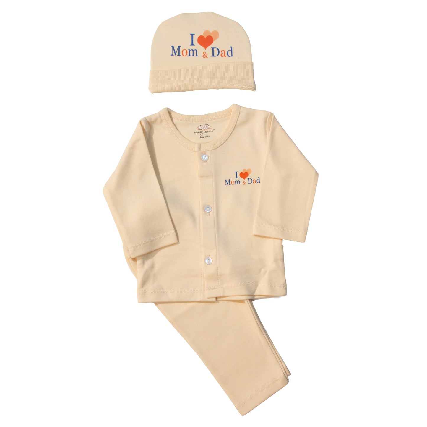 Newborn Baby “I Love Mom & Dad” 3-Piece Outfit Set