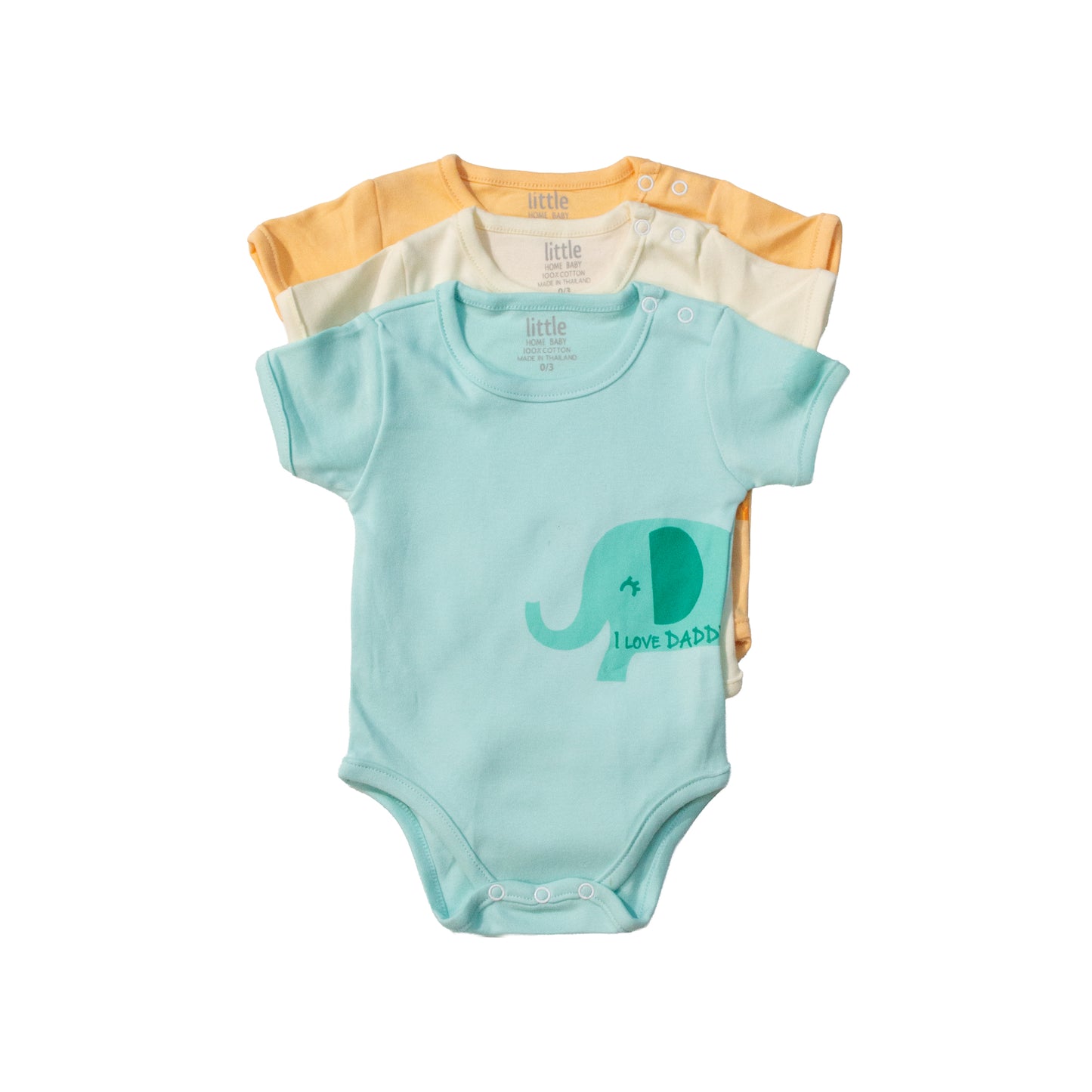 Pack of 3 Short-Sleeve Baby Romper