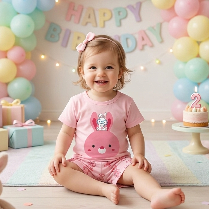 Pink Bunny – T-Shirt & Shorts