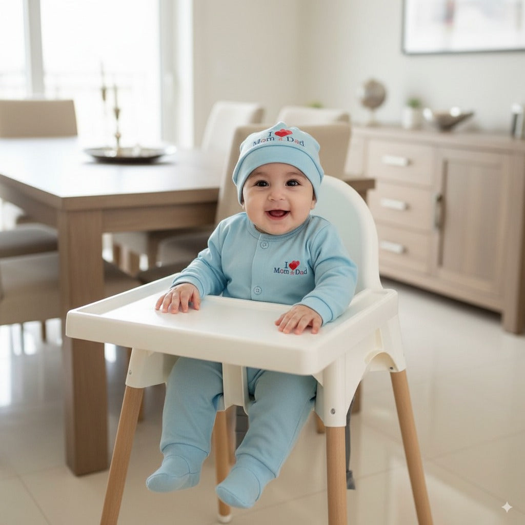 Newborn Baby “I Love Mom & Dad” 3-Piece Outfit Set